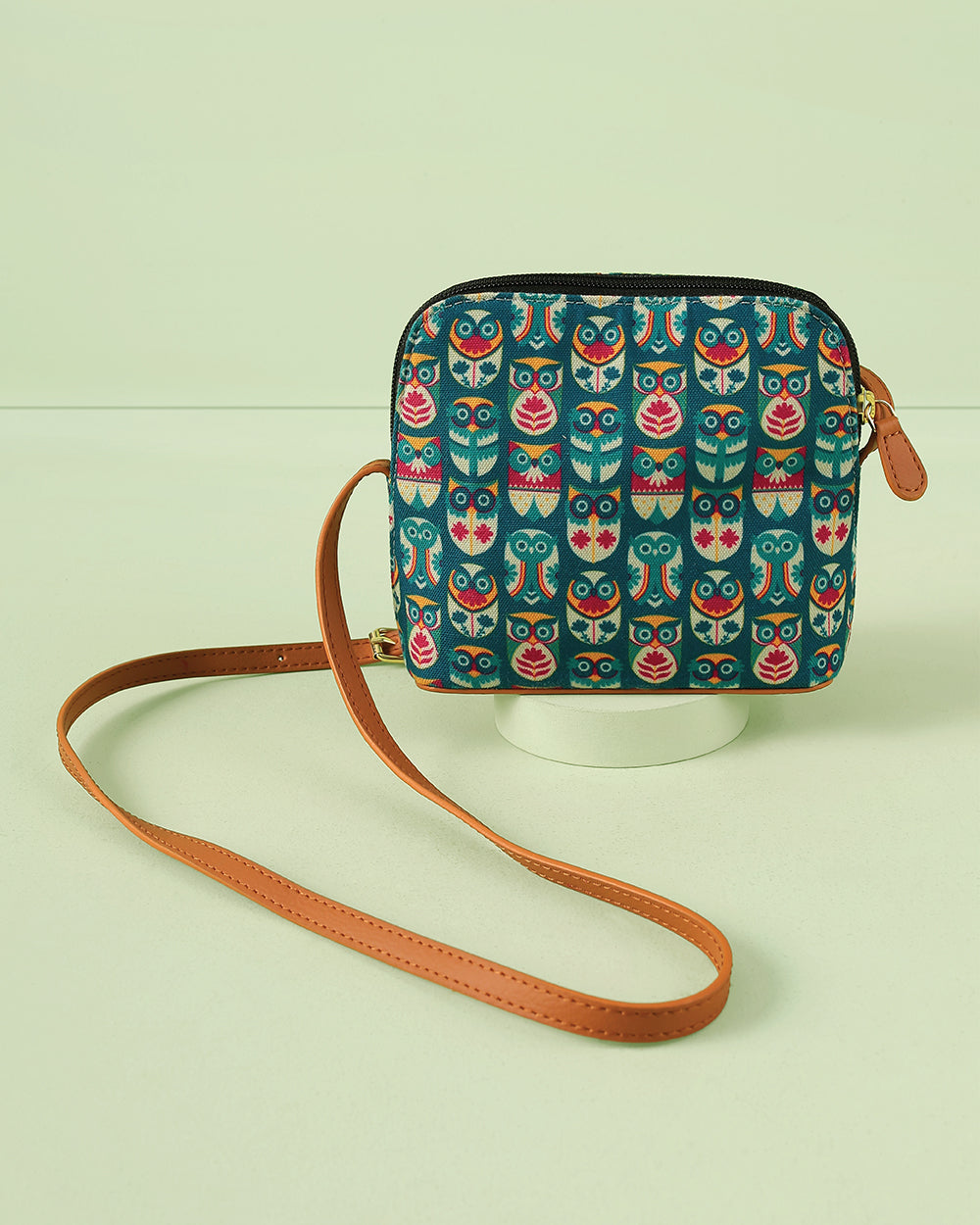 Flower Owl Sling Bag - Teal