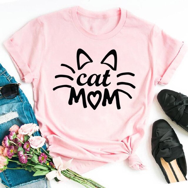 Colorful Cat Paw Print T Shirt Women New Fashion Black T Shirt