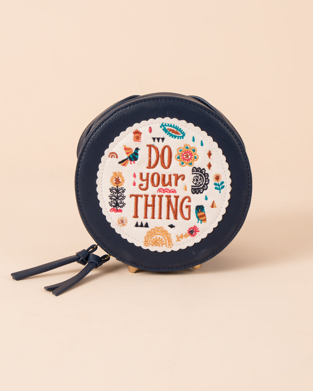 Your Own Thing Embroidered Sling Bag - Navy Blue