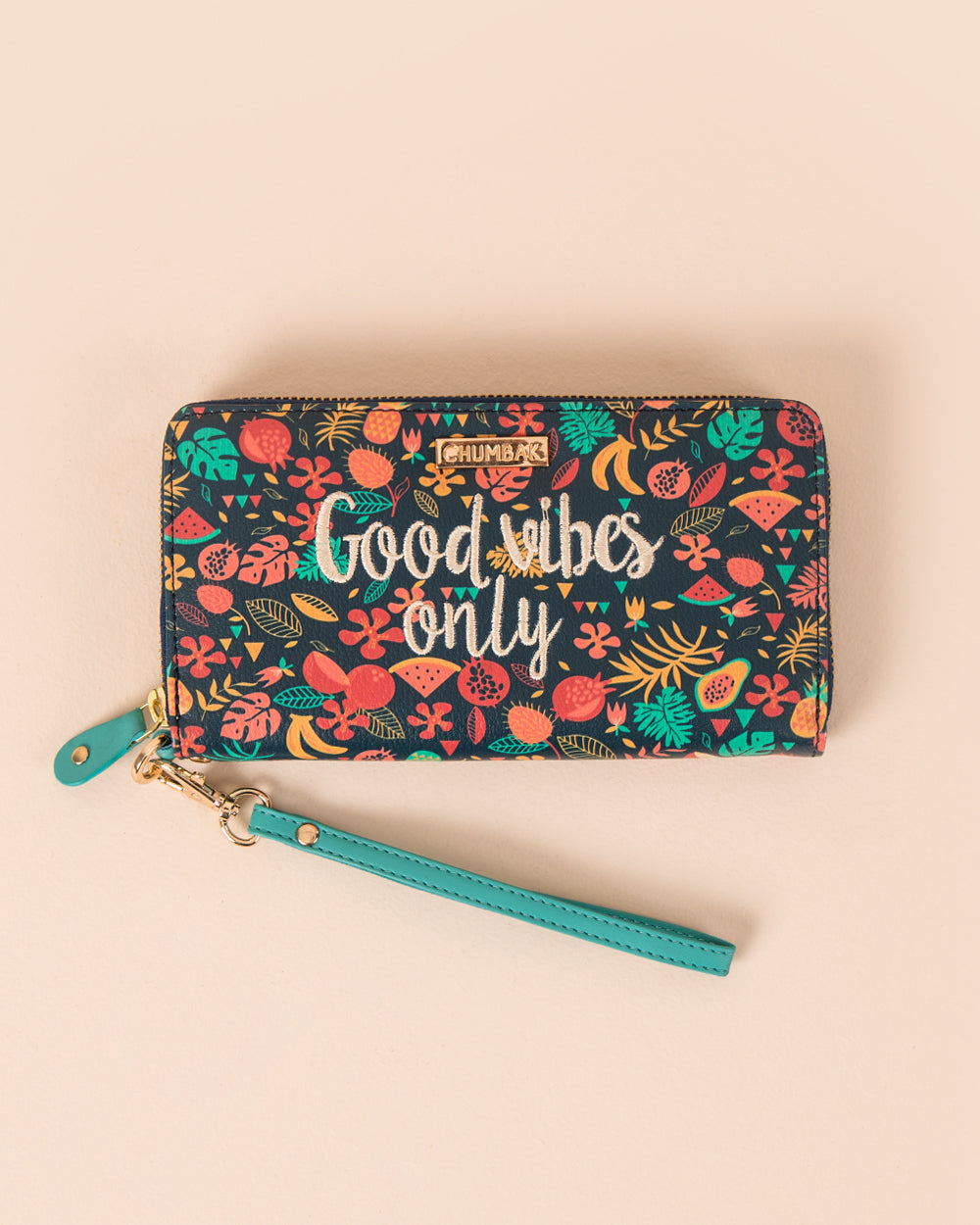 Good Vibes Embroidered Wallet ' Large