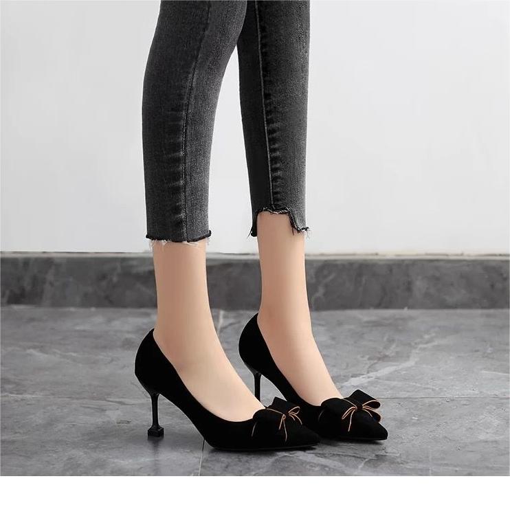 Autumn new style pointed cat heel high heeled shoes little fresh girl spring women’s shoes fashion versatile single shoes