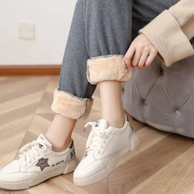 New Winter Plus Pants Women Simple Sweatpants All Match High Waist Trousers