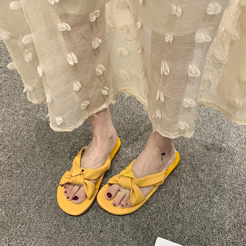 women’s summer wear fashion all-match flat bottom students sexy and thin ins tide one word sandals and slippers