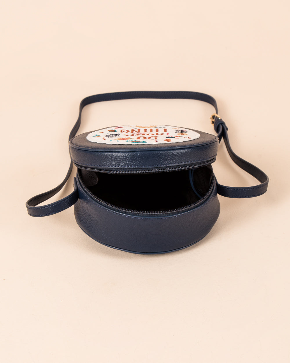 Your Own Thing Embroidered Sling Bag - Navy Blue