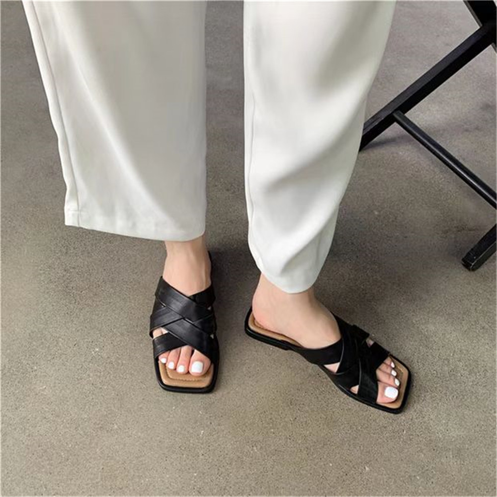 Harajuku personalized low flat heel sandals