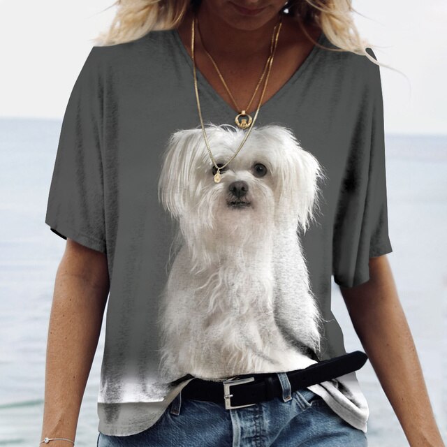 Women V-neck Top Short Sleeve T-shirts