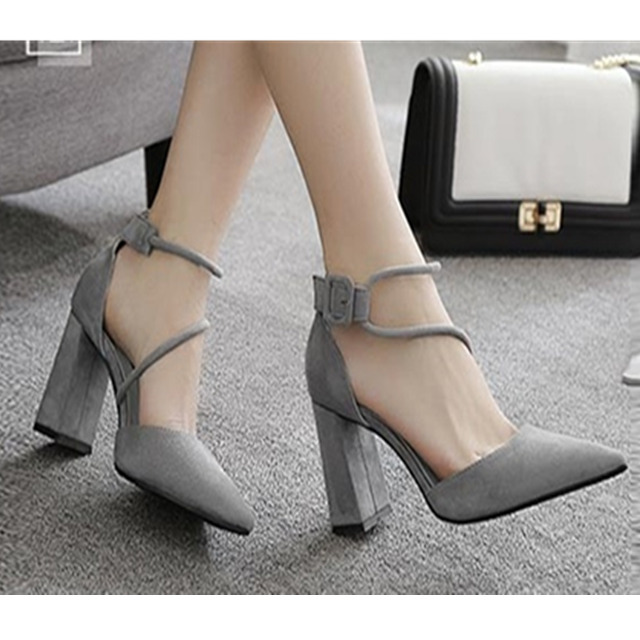 High heels women’s 2020 spring new Korean women’s shoe with black pointed one character buckle single shoe