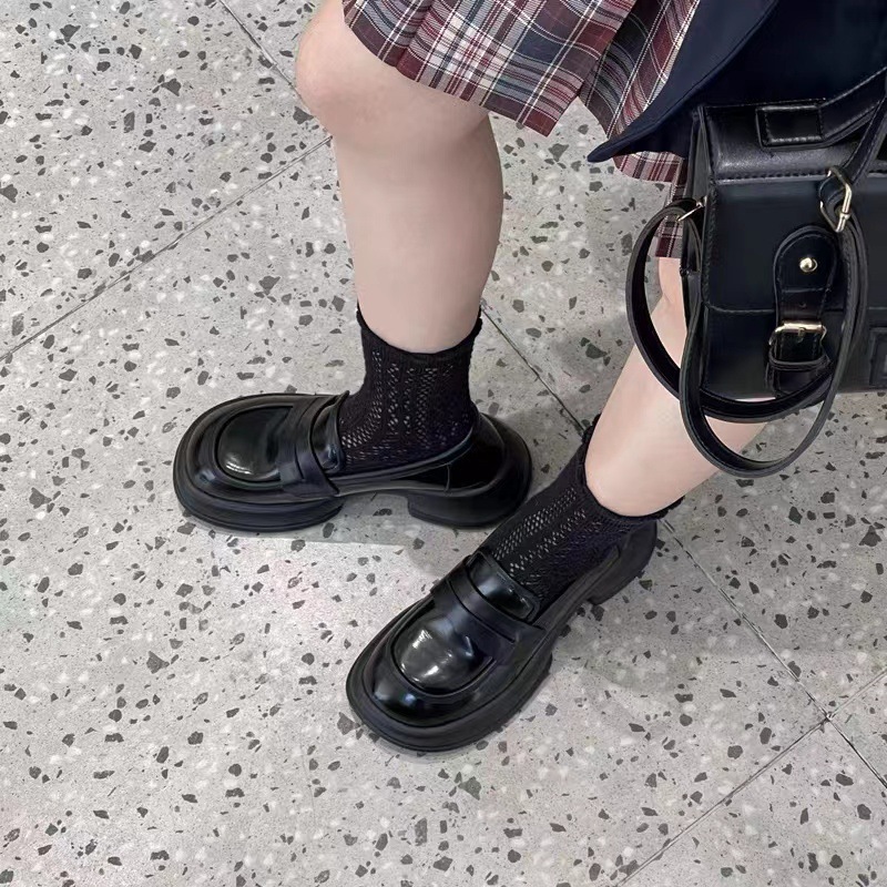 Women’s thick-soled uniform JK loafers thick-heeled flat shoes
