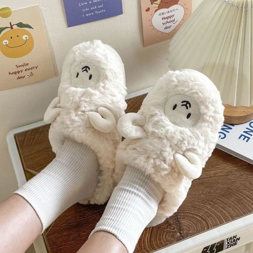 Cotton slippers female cute cartoon girl heart winter indoor home soft bottom plush couple dormitory cotton slippers male winter