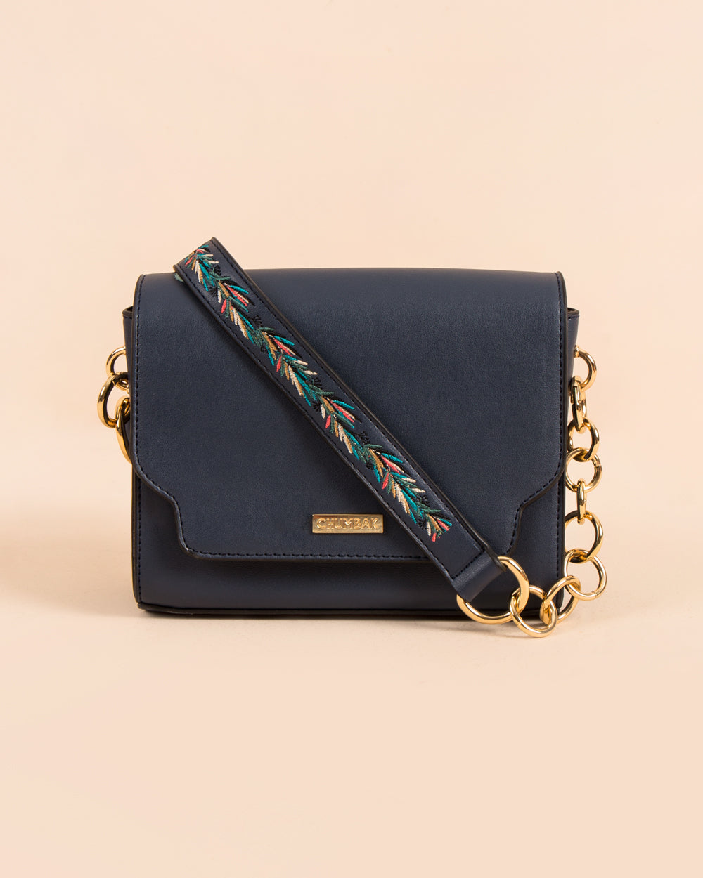 Tropical Vines Crossbody Bag ' Navy Blue
