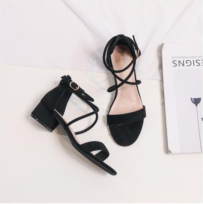 Fashion sandals 2022 new women’s summer mid-heel super hot with skirt net celebrity fairy style temperament thick heel straps