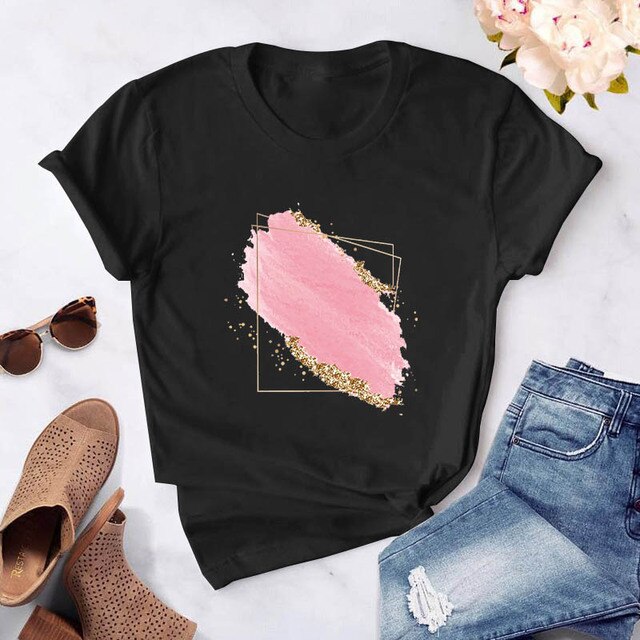 Heart Flower Print Womens T-Shirt