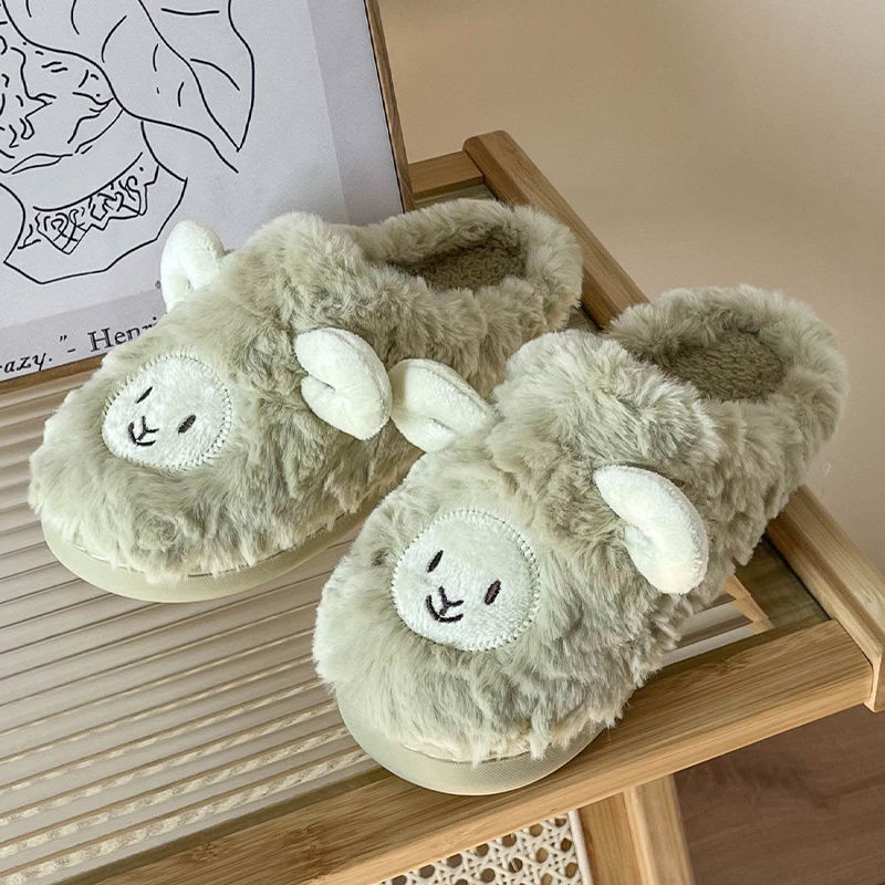 Cotton slippers female cute cartoon girl heart winter indoor home soft bottom plush couple dormitory cotton slippers male winter