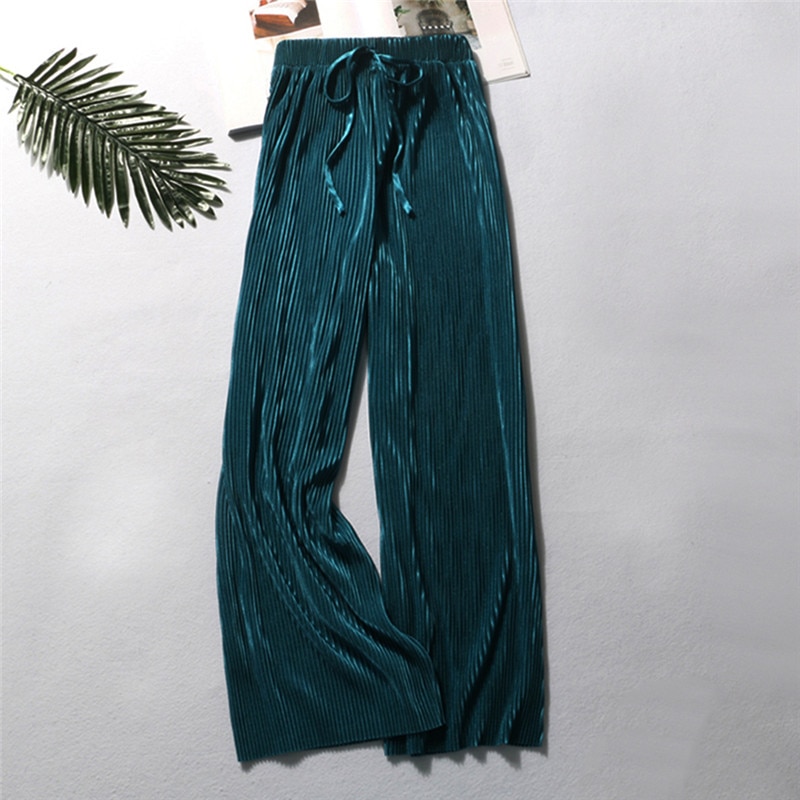 Summer Wide Leg Pants For Women Casual Elastic High Waist