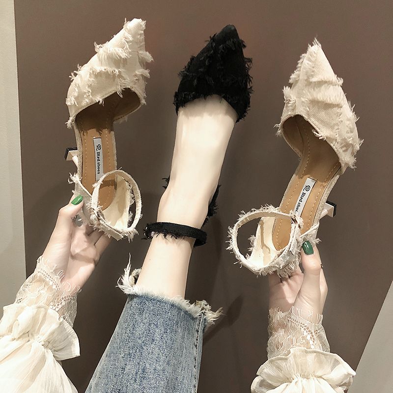 New spring and summer versatile girl’s pointed cat heel
