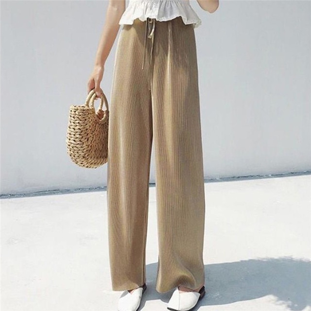 Summer Wide Leg Pants For Women Casual Elastic High Waist