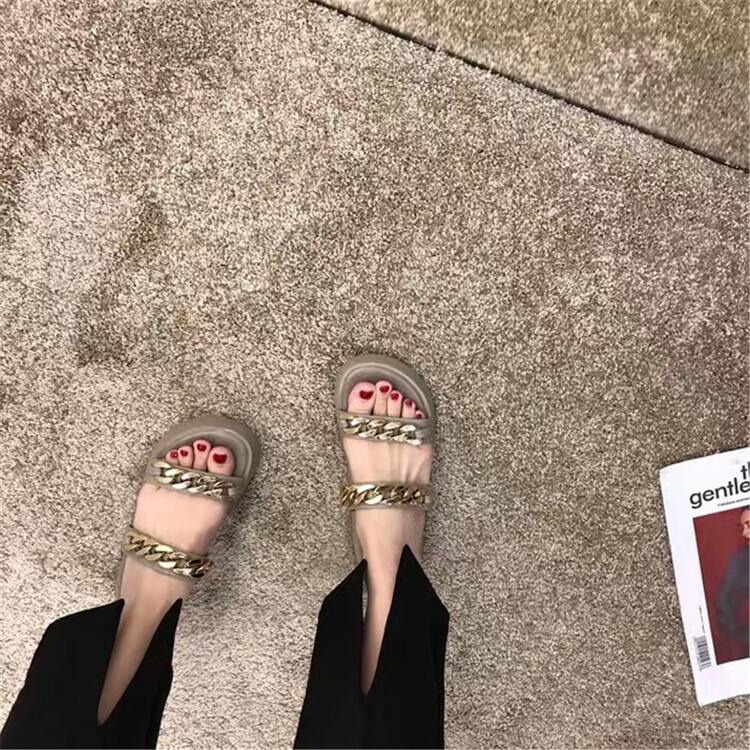 heavy industry design retro low flat heel sandals