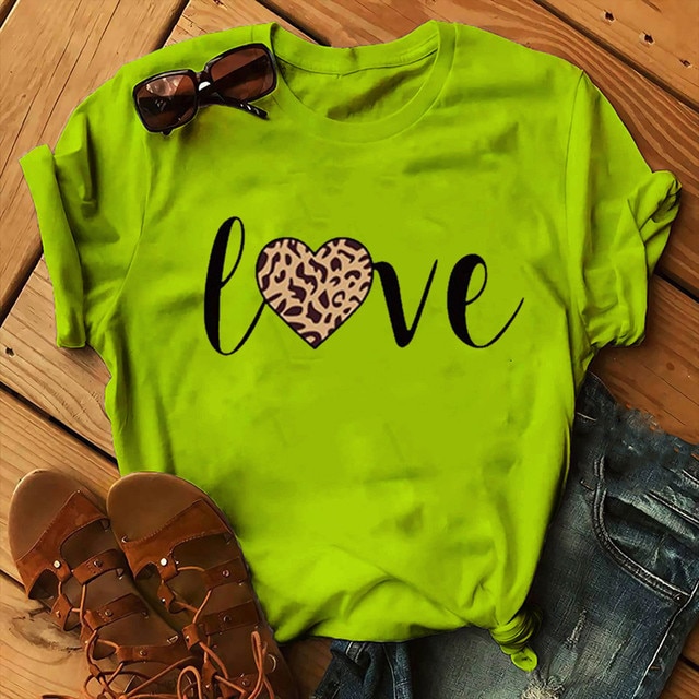 Leopard Love Print Women T Shirt
