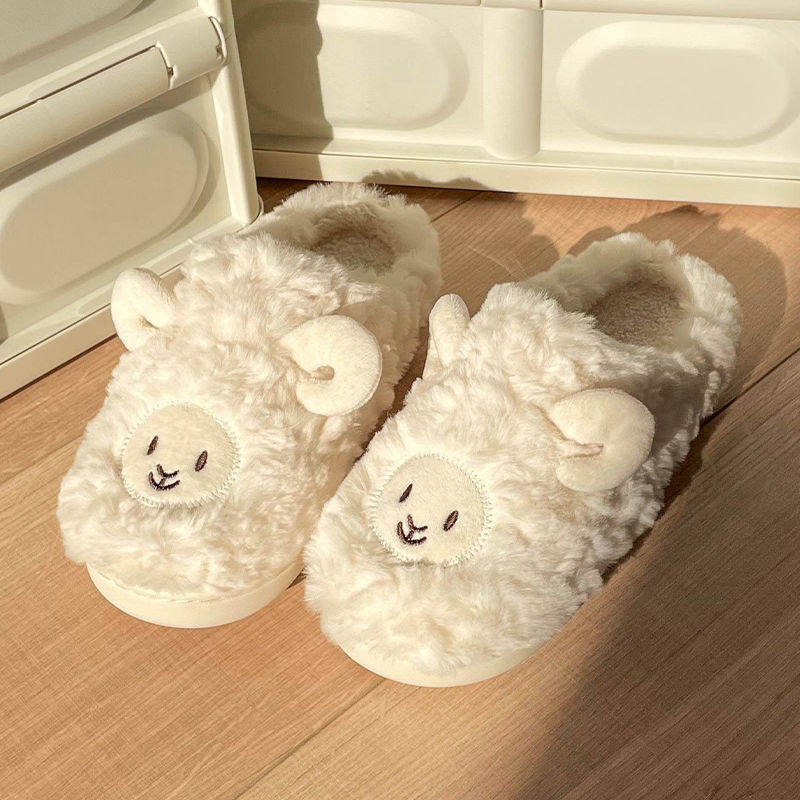Cotton slippers female cute cartoon girl heart winter indoor home soft bottom plush couple dormitory cotton slippers male winter