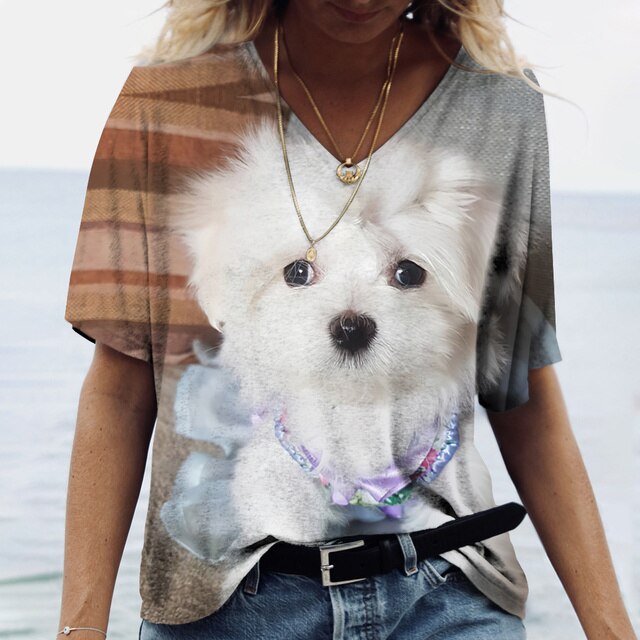 Women V-neck Top Short Sleeve T-shirts