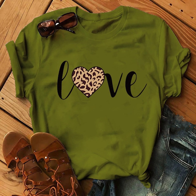 Leopard Love Print Women T Shirt
