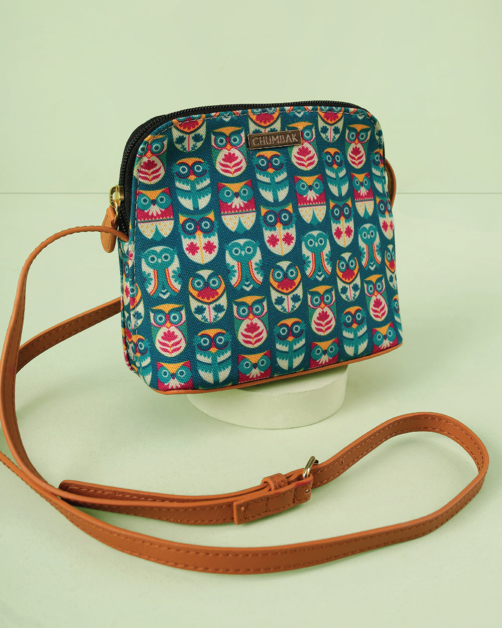 Flower Owl Sling Bag - Teal