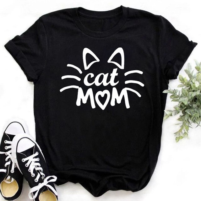 Colorful Cat Paw Print T Shirt Women New Fashion Black T Shirt