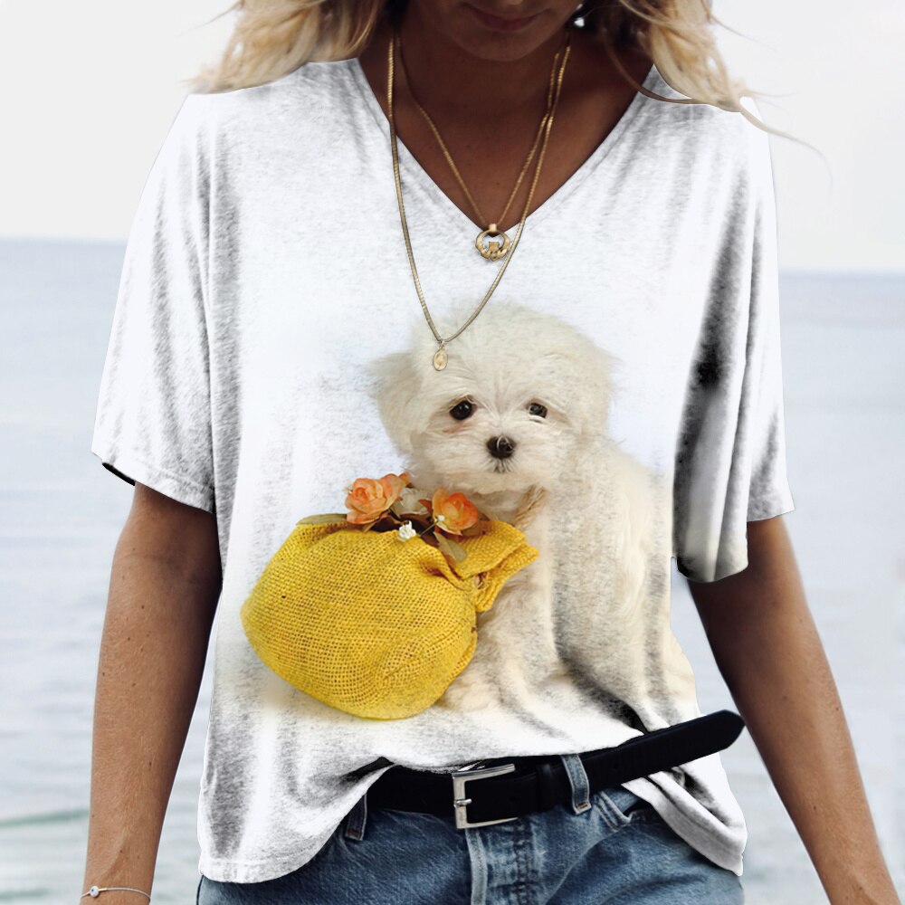 Women V-neck Top Short Sleeve T-shirts