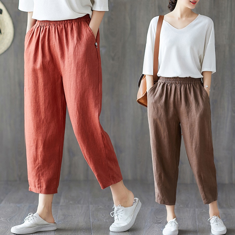 2022 Women Pants Cotton Harem Pants
