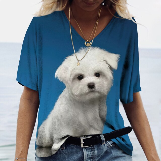 Women V-neck Top Short Sleeve T-shirts