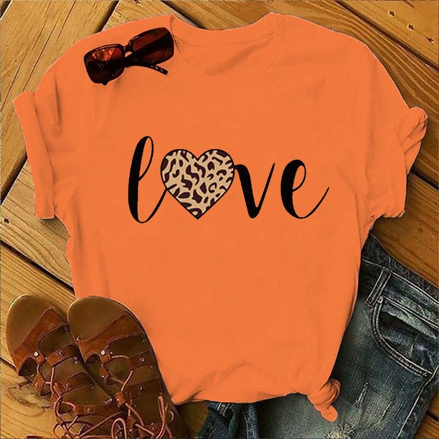 Leopard Love Print Women T Shirt