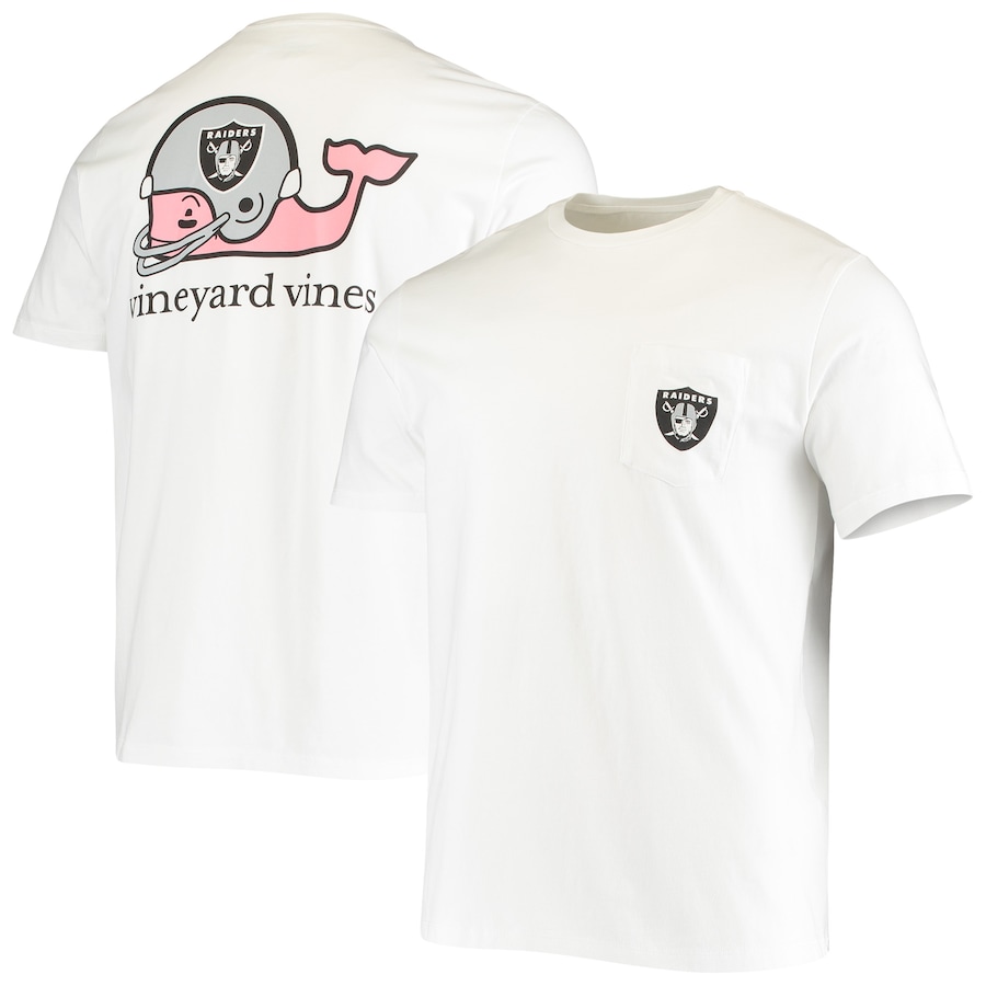 Men's Las Vegas Raiders Vineyard Vines White Team Whale Helmet T-Shirt