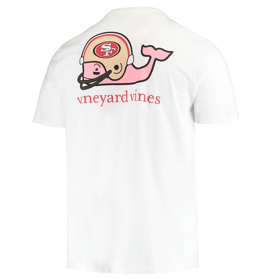Men's San Francisco 49ers Vineyard Vines White Team Whale Helmet T-Shirt