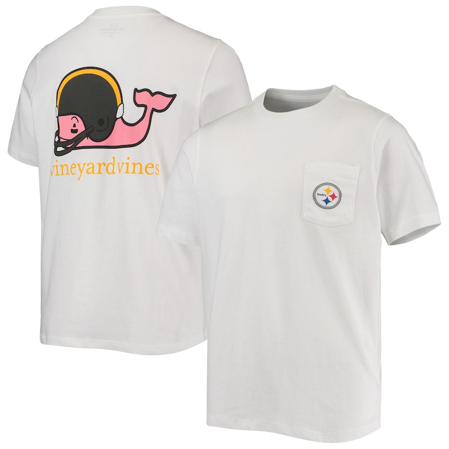 Youth Pittsburgh Steelers Vineyard Vines White Whale Helmet Pocket T-Shirt