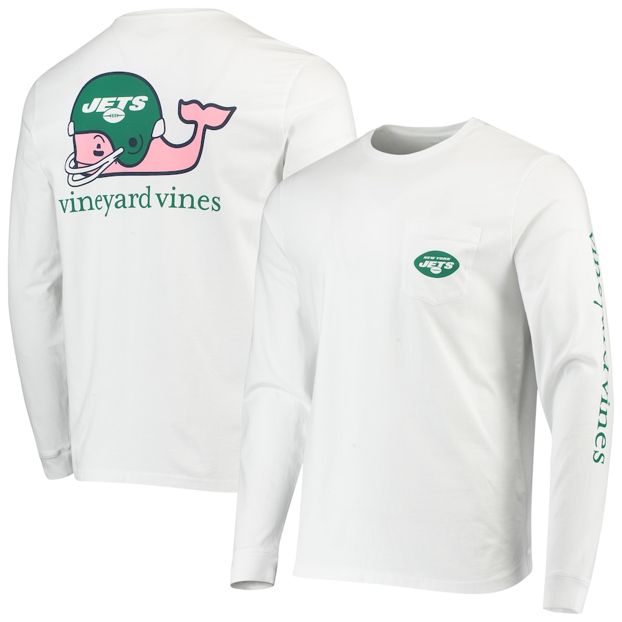 Men's New York Jets Vineyard Vines White Whale Helmet Long Sleeve T-Shirt