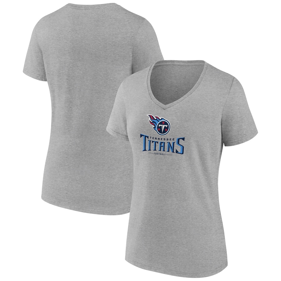 Women's Tennessee Titans Fanatics Branded Gray Logo Team Lockup V-Neck ...