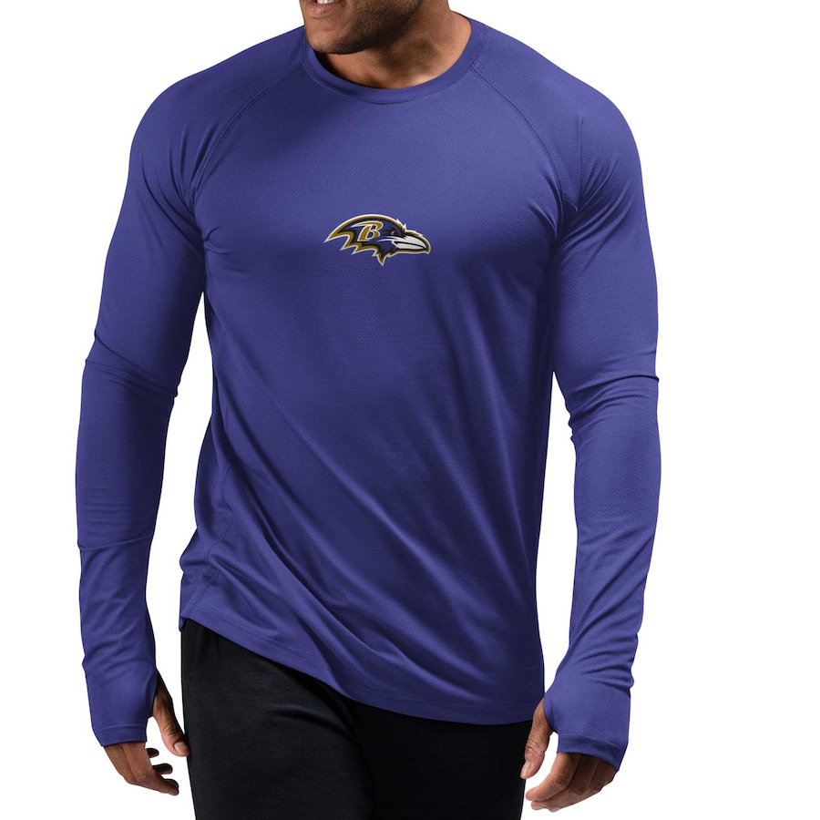 Mens Baltimore Ravens Msx By Michael Strahan Purple Interval Long Sleeve Raglan T Shirt 