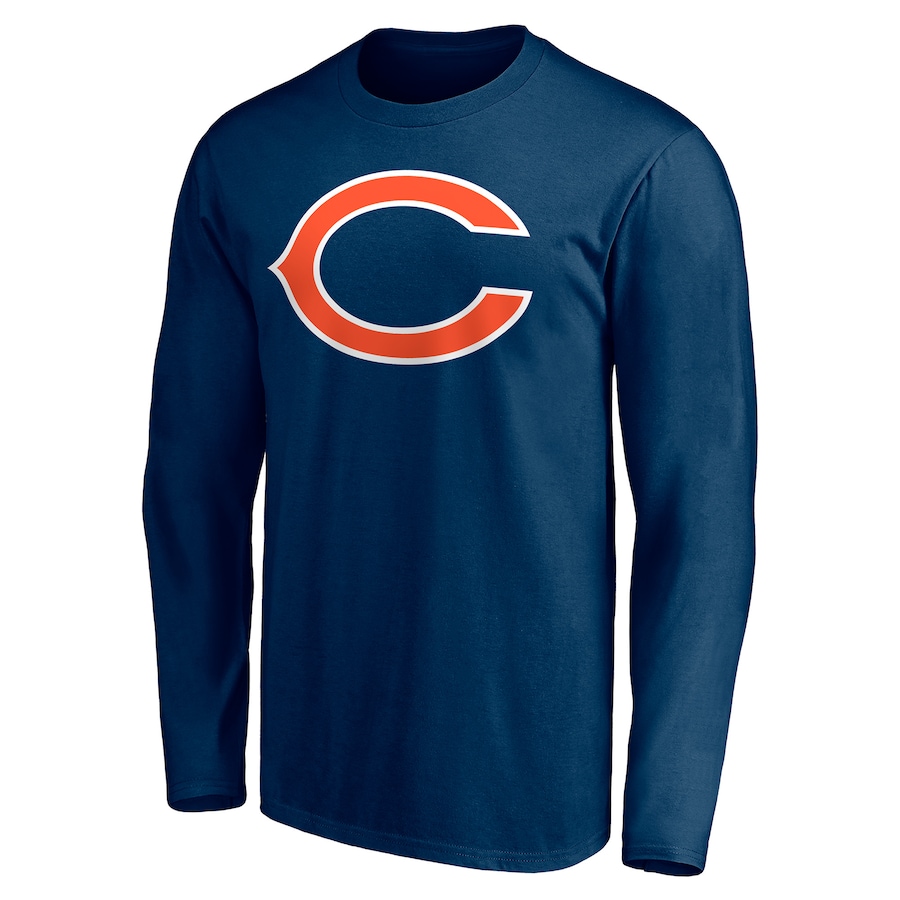 Mens Chicago Bears Fanatics Branded Navy Team Authentic Personalized Name And Number Long Sleeve 
