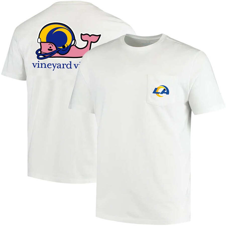 Men's Los Angeles Rams Vineyard Vines White Team Whale Helmet T-Shirt