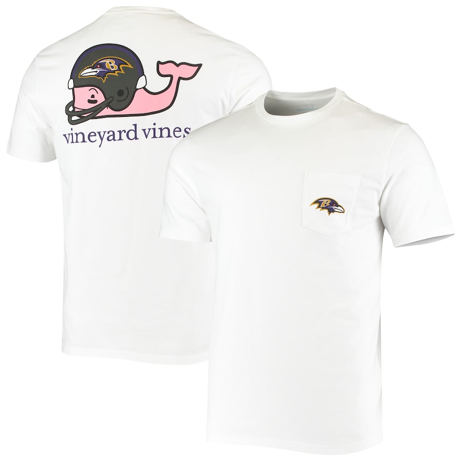 Men's Baltimore Ravens Vineyard Vines White Team Whale Helmet T-Shirt