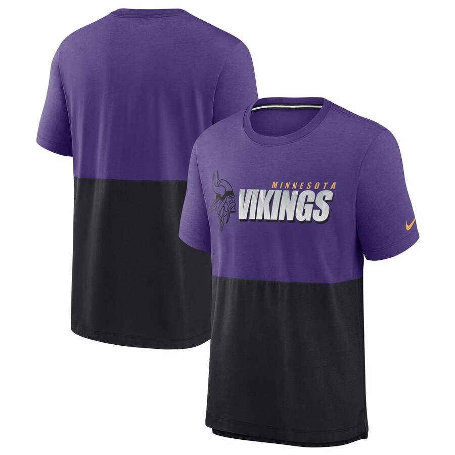 Men's Minnesota Vikings Nike Purple/Black Fan Gear Colorblock Tri-Blend ...