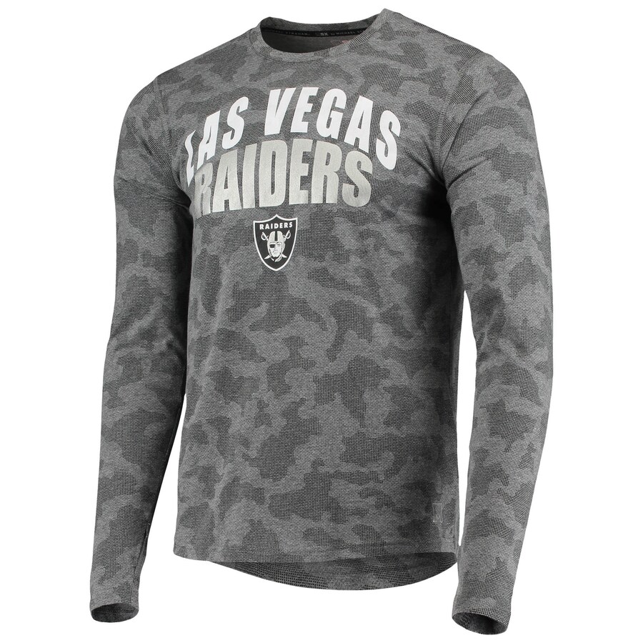 Mens Las Vegas Raiders Msx By Michael Strahan Black Camo Performance Long Sleeve T Shirt 