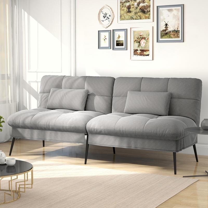 COMHOMA Convertible Futon Sofa Bed, 68″Fabric Futon Couch with Adjustable Backrest