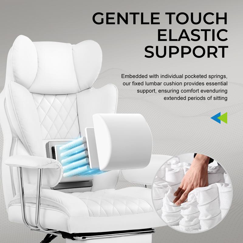 【Dealsforyou】GTPLAYER Big and Tall Office Chair with Pocket Spring Lumbar Support,