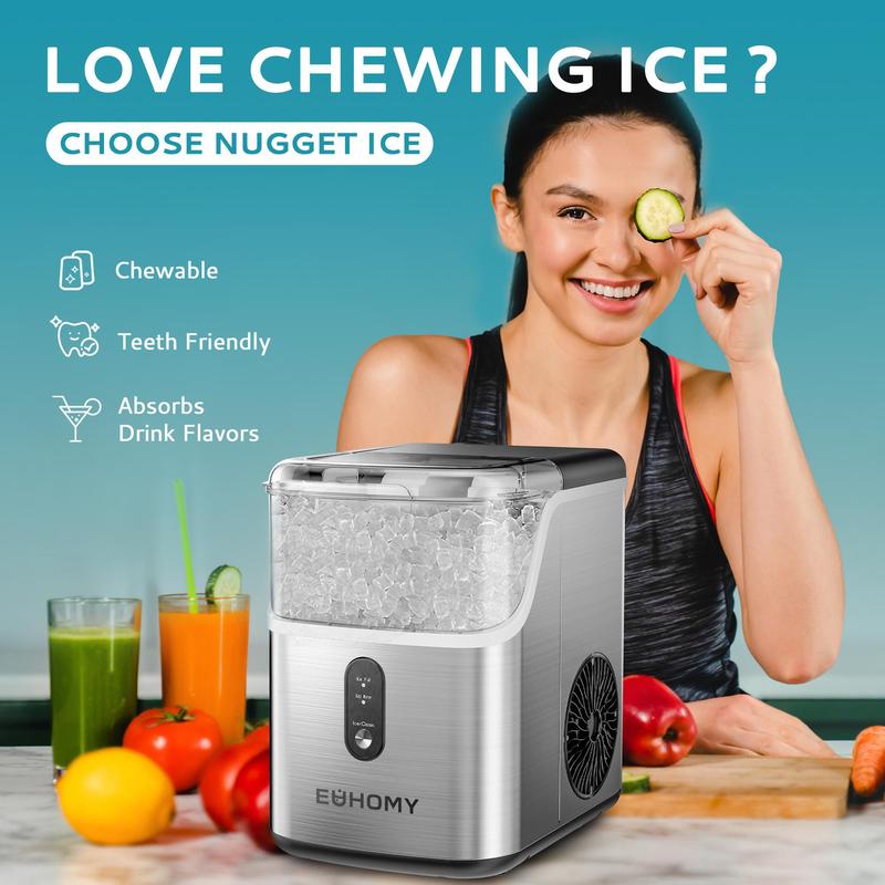 EUHOMY Nugget Ice Makers Countertop, Pebble Ice Maker Machine