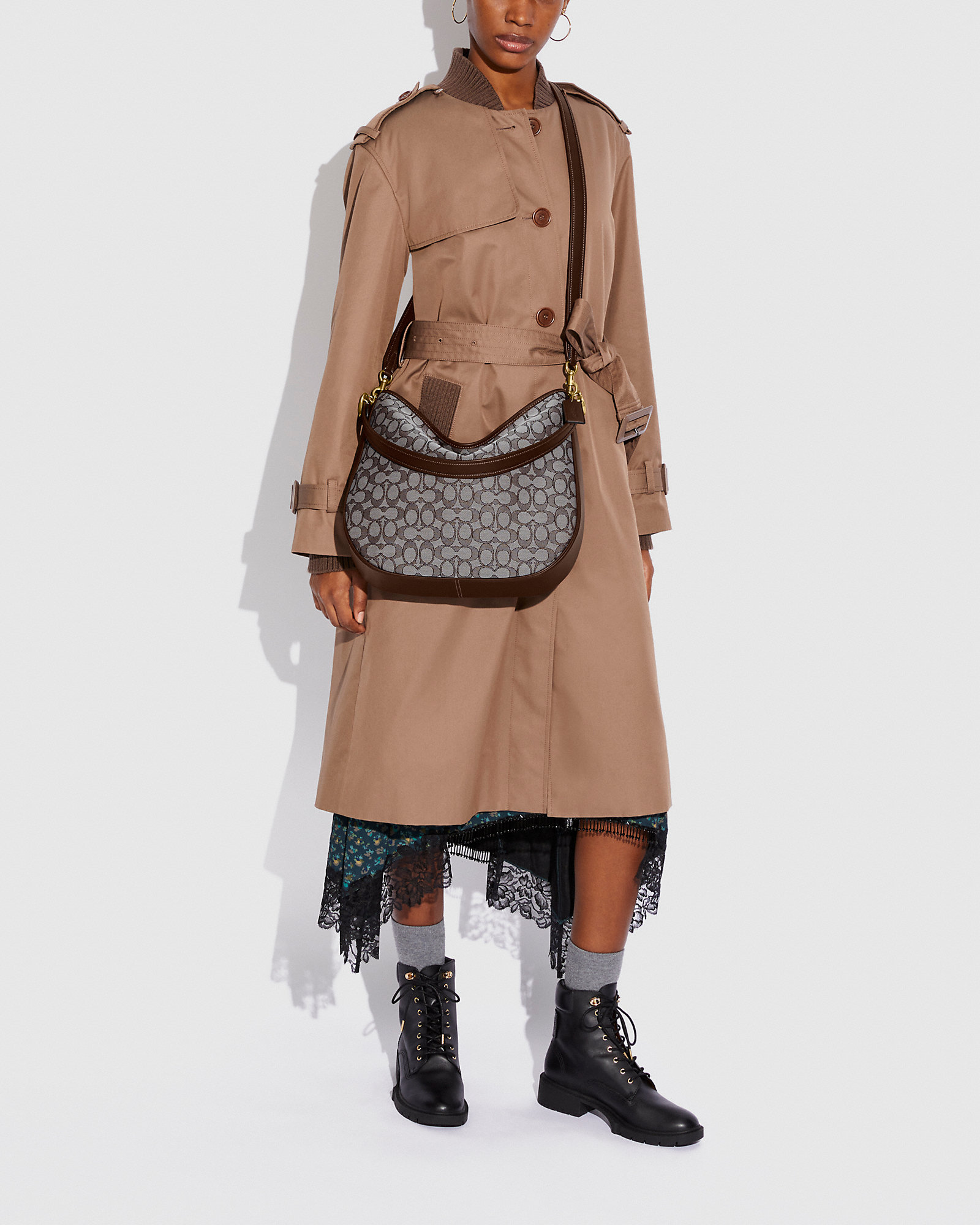 Soft Tabby Hobo In Signature Jacquard