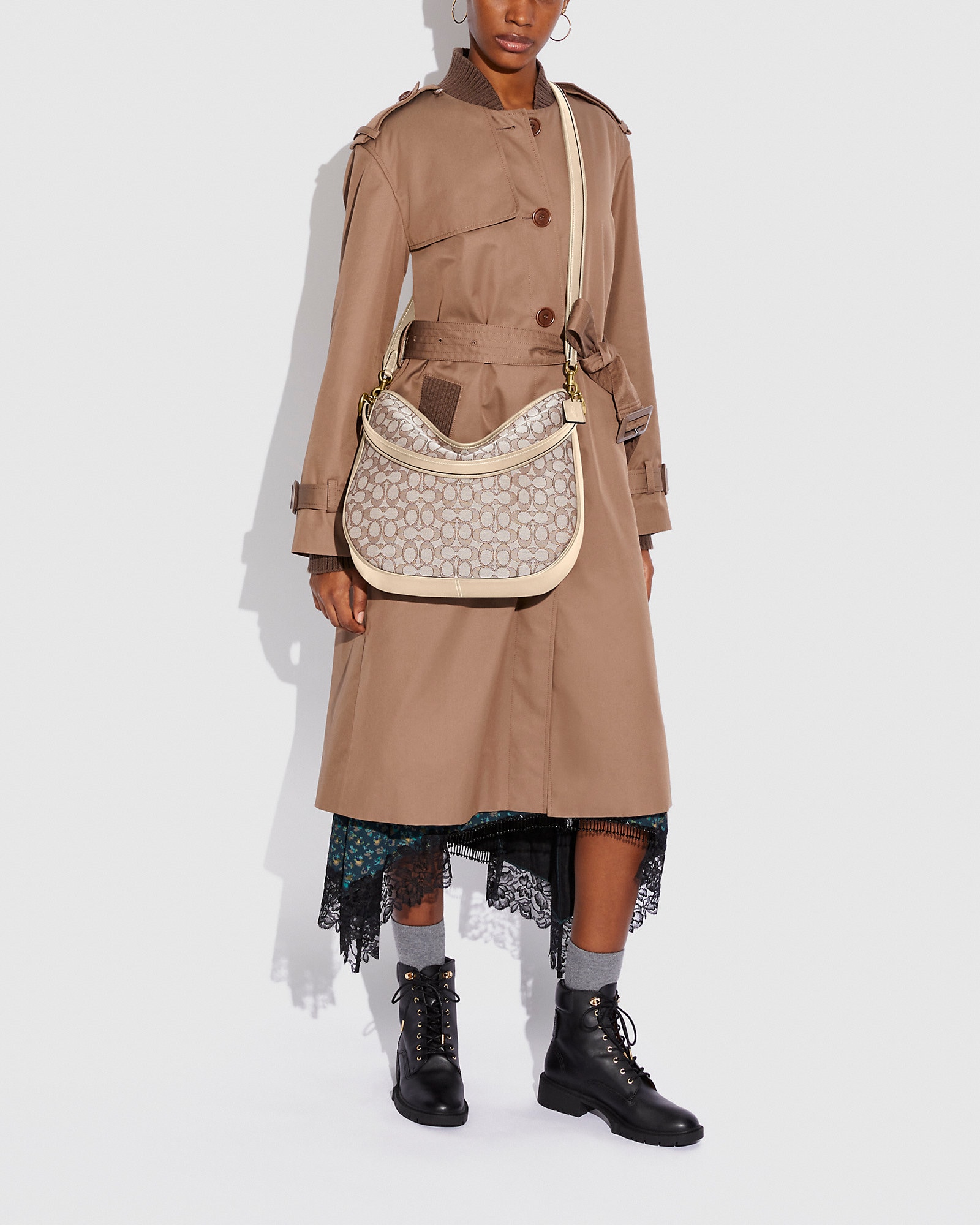 Soft Tabby Hobo In Signature Jacquard