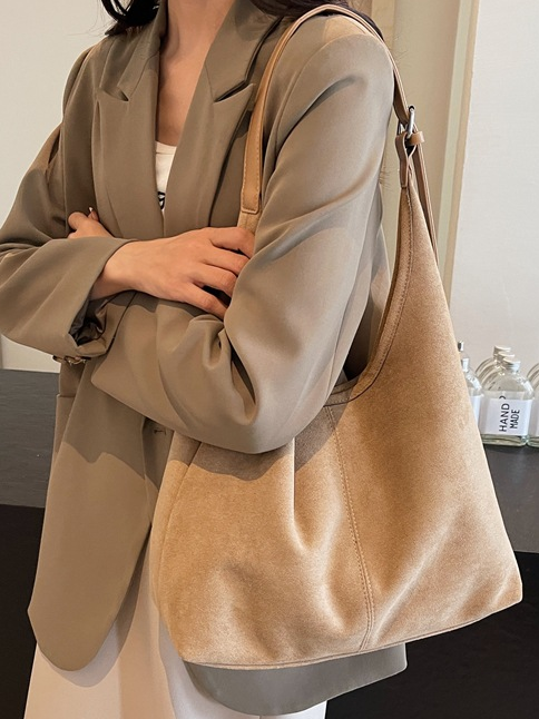 Casual Suede Tote Bag With Mini Bag