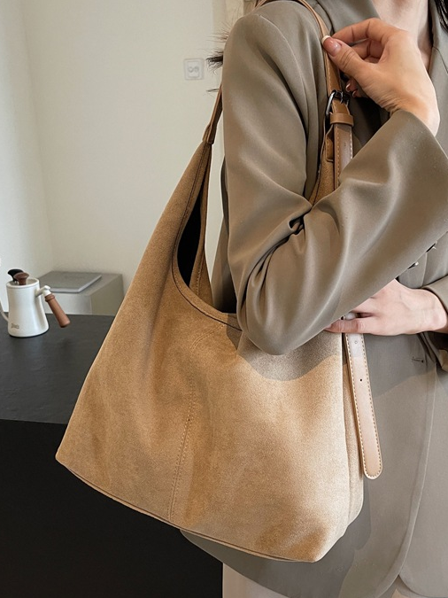 Casual Suede Tote Bag With Mini Bag