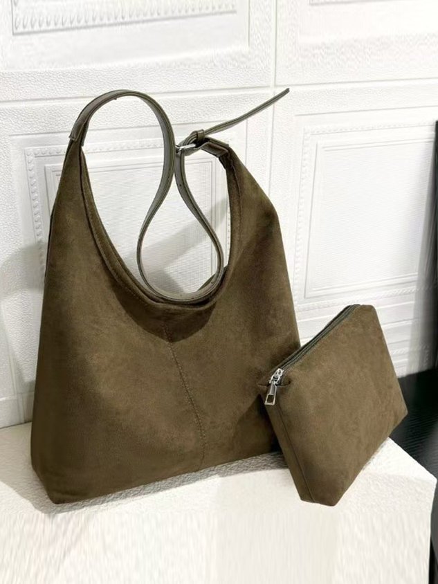 Casual Suede Tote Bag With Mini Bag